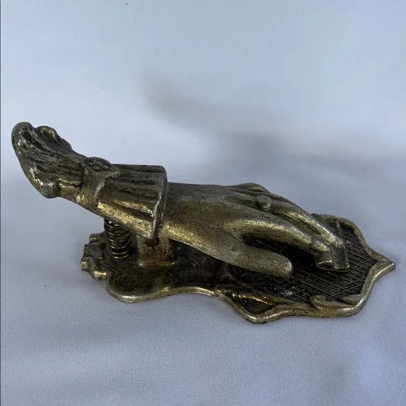 Vintage Genuine OLD GEM ACC Solid Brass Hand Desk Paper Holder - Picture 2 of 14